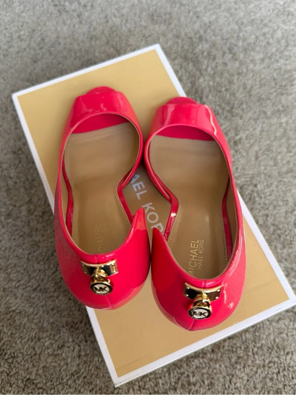 MICHAEL Michael Kors Women’s Open-Toe Patent Heels in Hot Pink - Picture 5 of 6